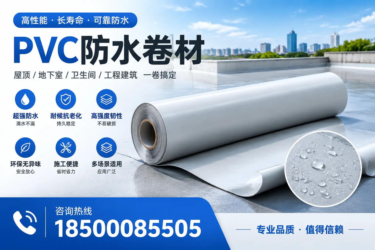 PVC防水卷材的防水效果评测，适合防城港的科学依据